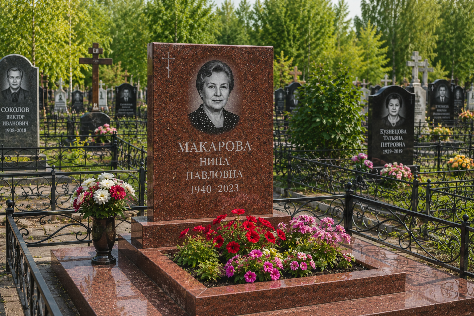 Гранитный памятник из красного гранита в Чебоксарах